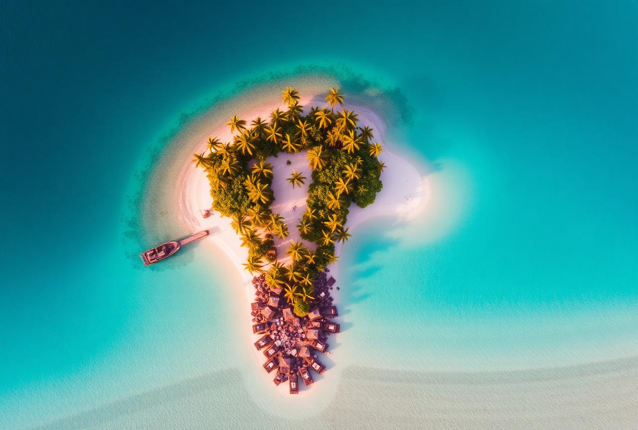 Aerial view of a tropical island