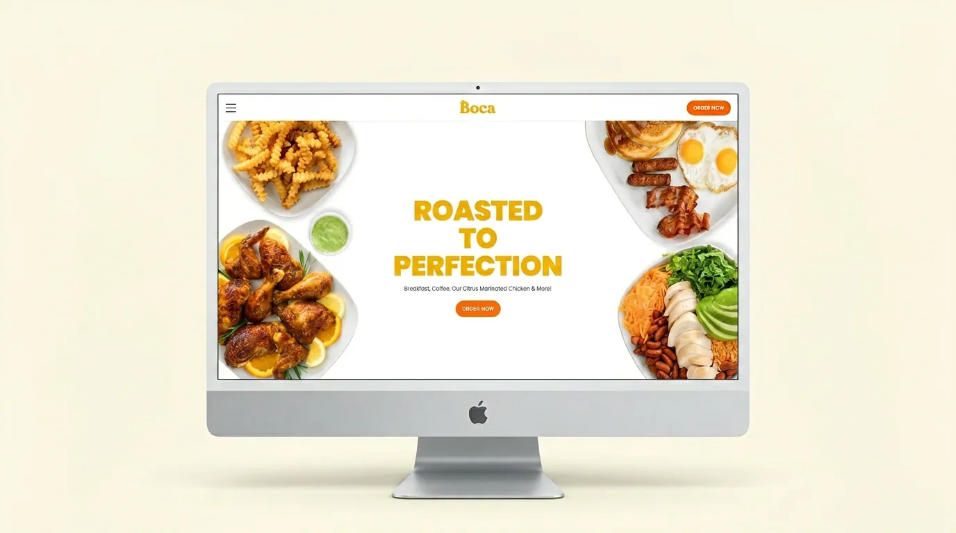 Boca Chicken Cafe website mockup