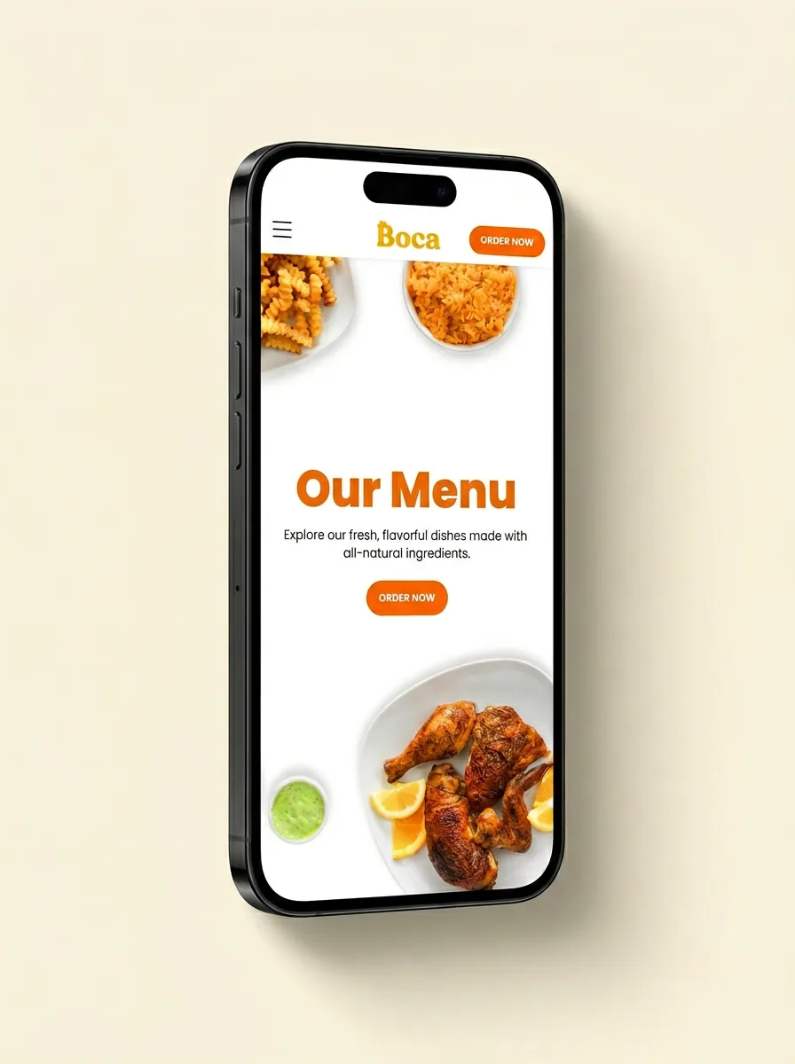 Boca Chicken Cafe mobile mockup