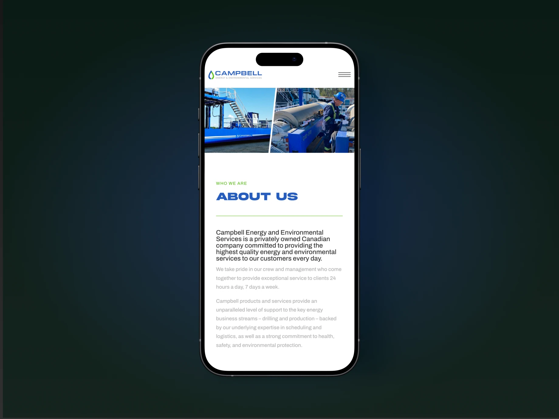 Campbell Energy (Canada) mobile mockup