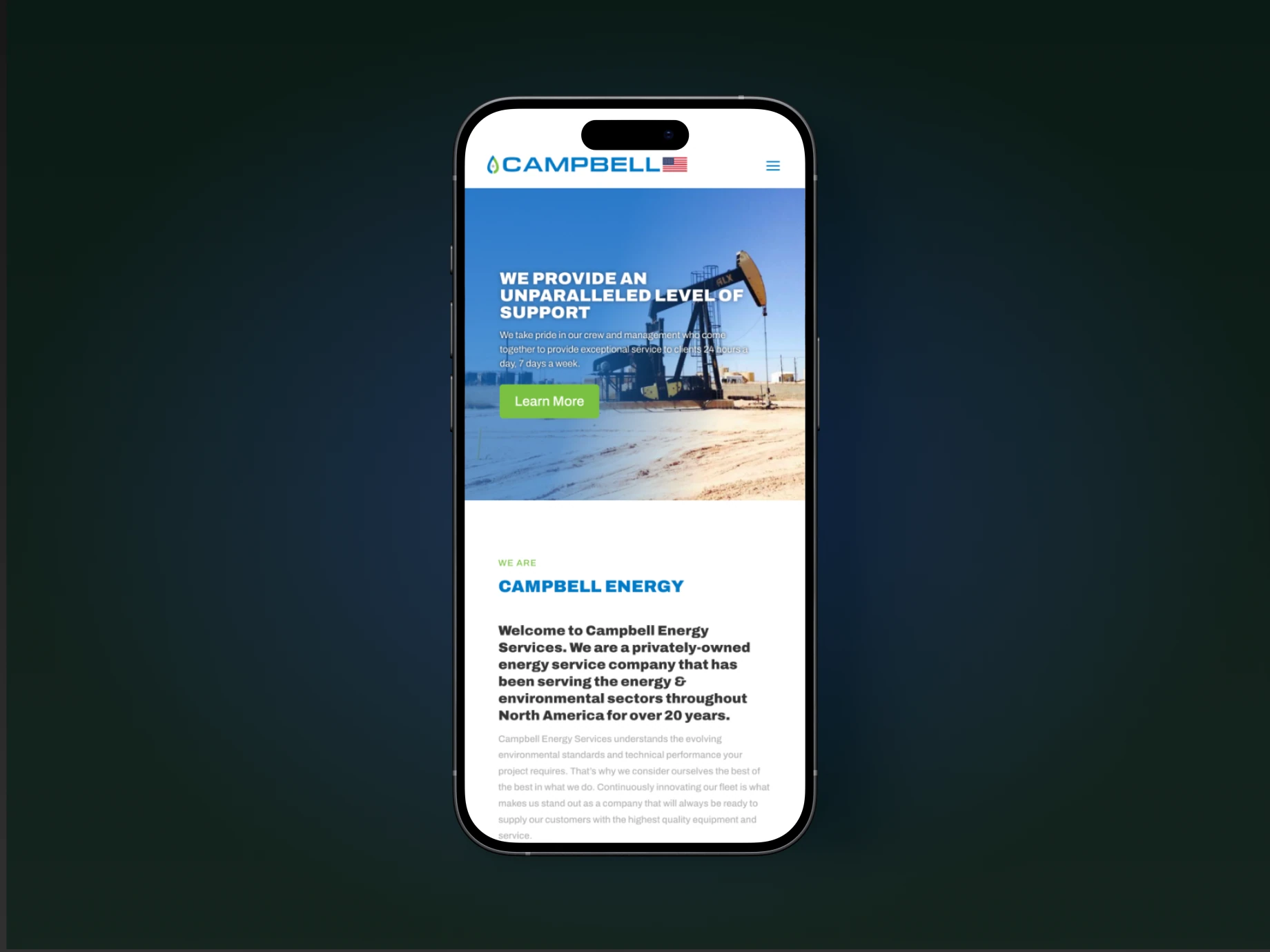 Campbell Energy (USA) mobile mockup