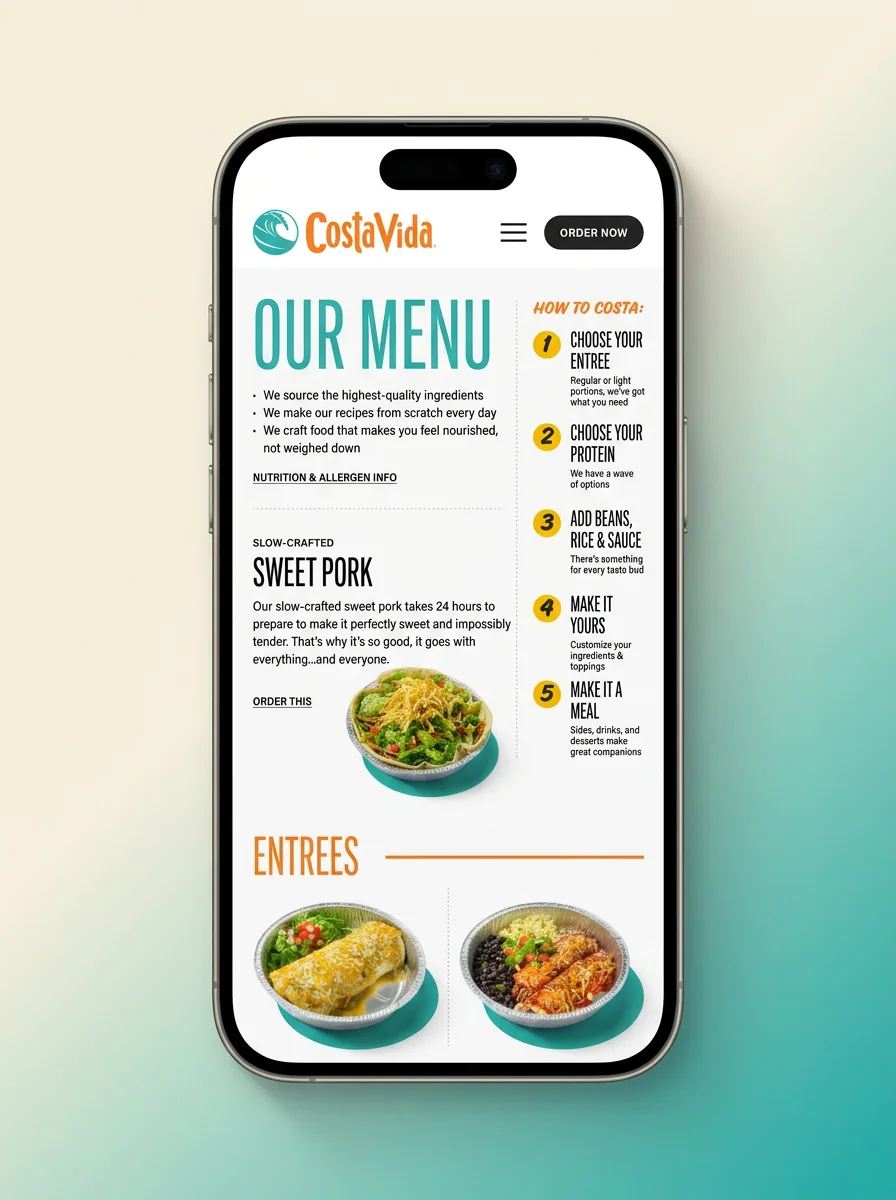Costa Vida mobile mockup