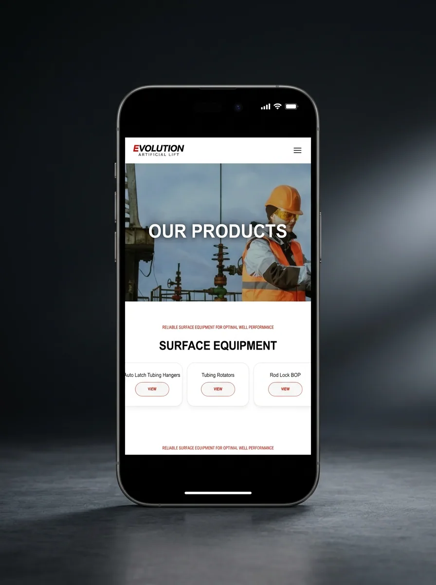 Evolution Artificial Lift mobile mockup
