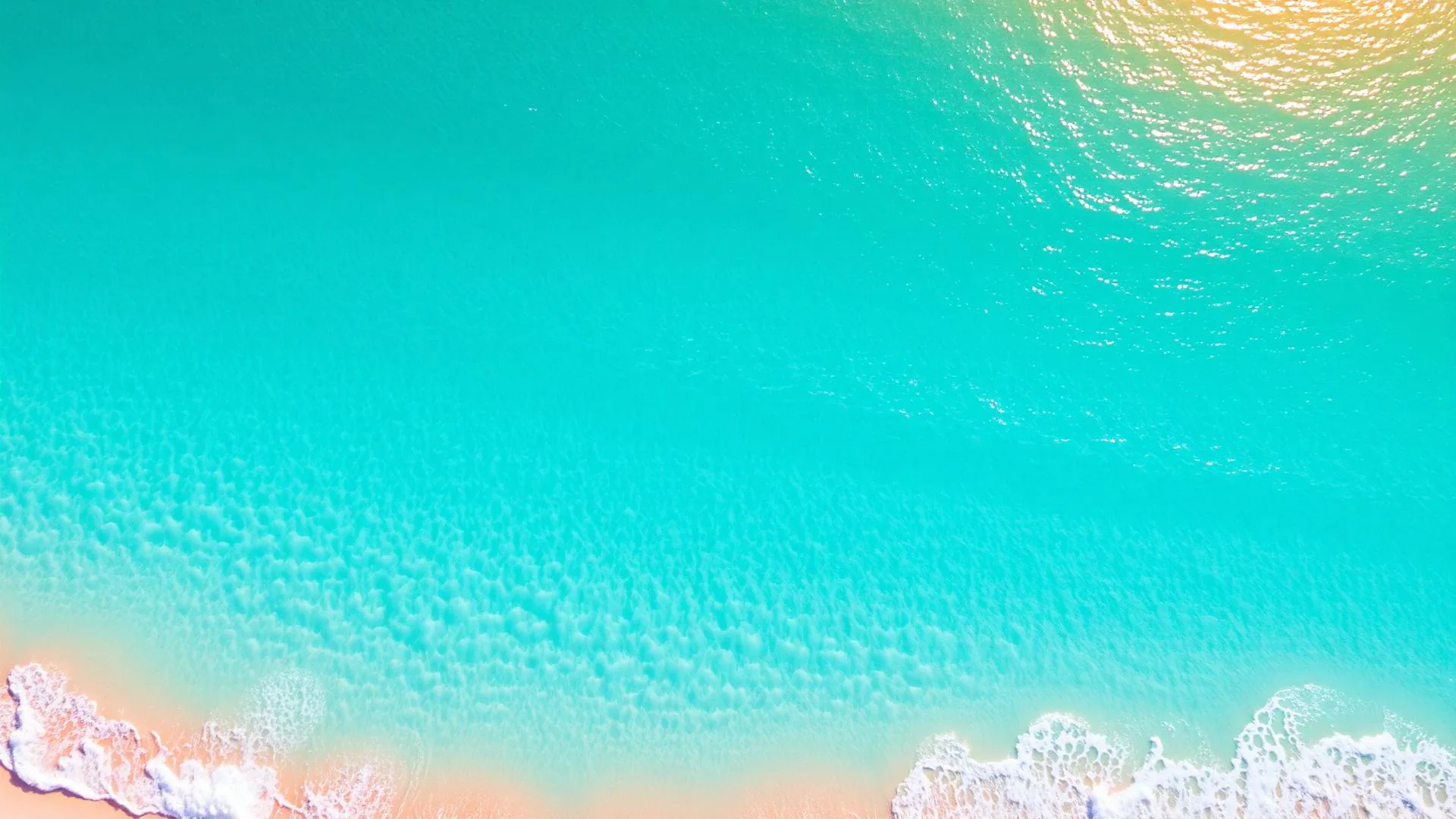 Crystal clear turquoise ocean from above