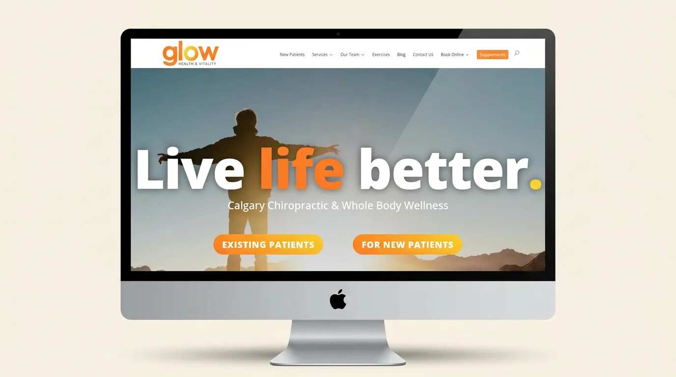 Live Life Better - Glow Health & Vitality website mockup