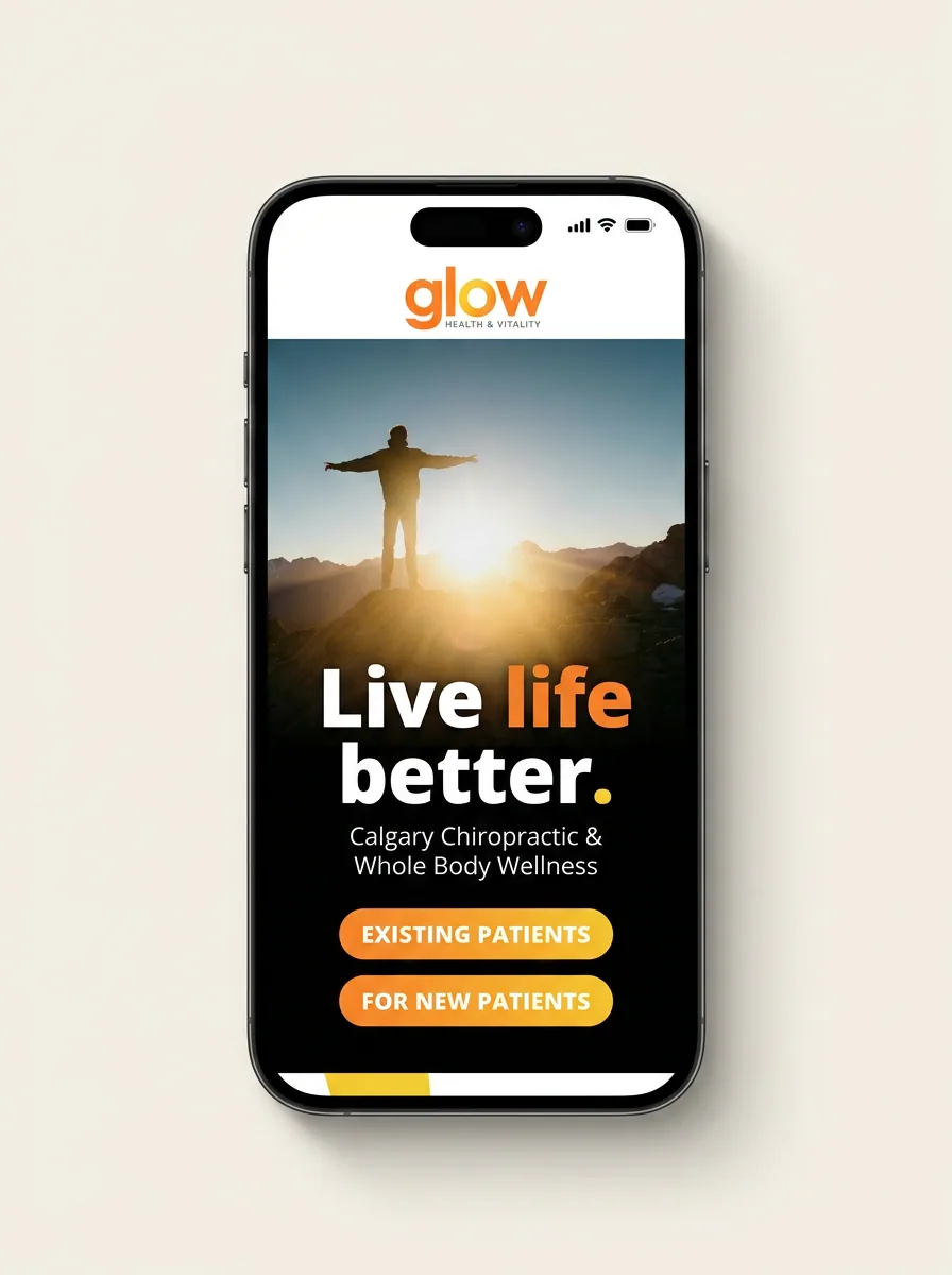 Live Life Better - Glow Health & Vitality mobile mockup