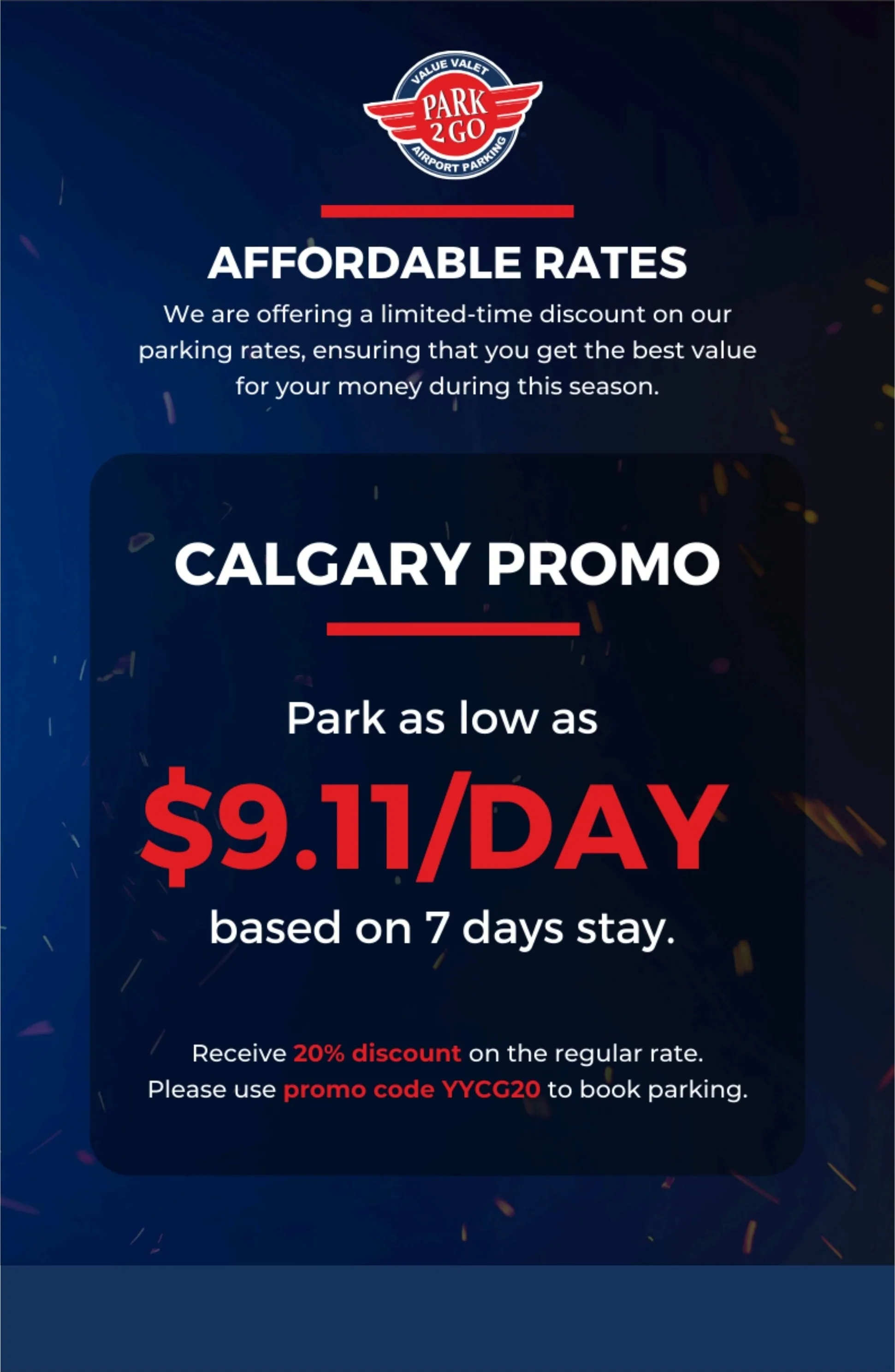 Park2Go newsletter - Park From $9.11 / Day