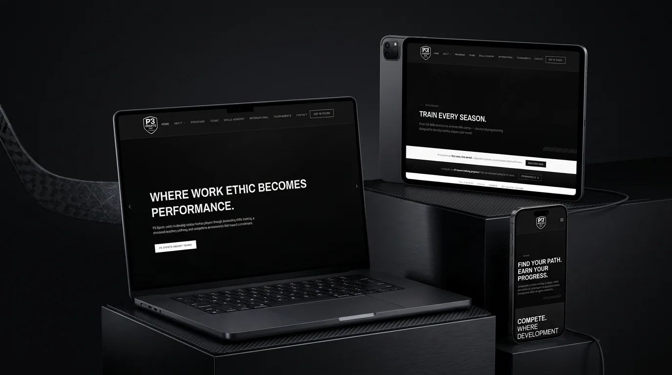 P3 Sports Inc. multi-device mockup