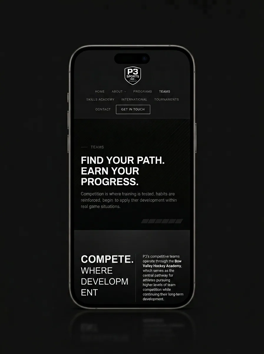 P3 Sports Inc. mobile mockup