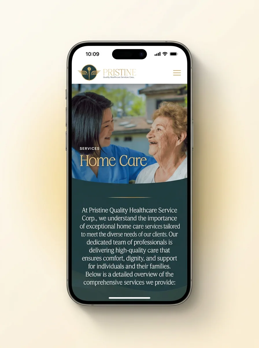 Pristine Quality Healthcare mobile mockup