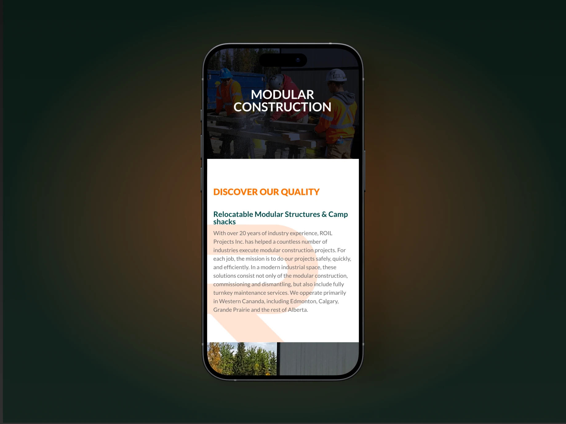 ROIL Projects mobile mockup